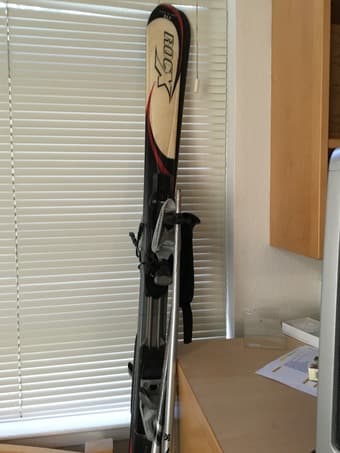 For Sale: Microwave, Floor lantern, iron board, skis+poles etc. 3