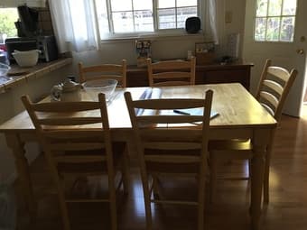 Solid pine table with 5 chairs  $100 or best  offer 2