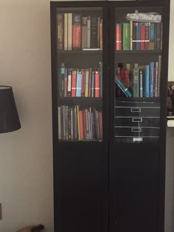 TALL BOOKCASES/BOOK SHELVES: IKEA, TALL, BLACK 1