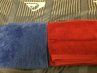 Laundry Hamper, Plastic Hangers, Power Bars, Bath Towels 1