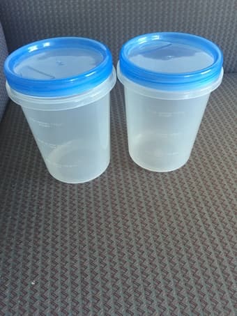 Bucket -$3 and plastic canisters -$1 each 1