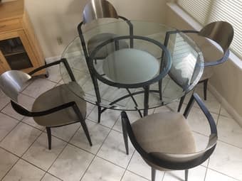 48” Glass Top Dining Table with 4 Chairs, $290 obo 2