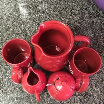 Set of 2 jars, 2 mugs, 1 sugar bowl for $10 1
