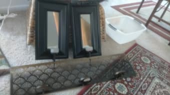 20$: Two Mirrors with candle holders and metallic wall candle holder 1