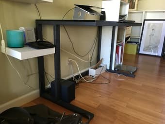 Minimalist modern glass and metal desk + office chair $220 OBO 3