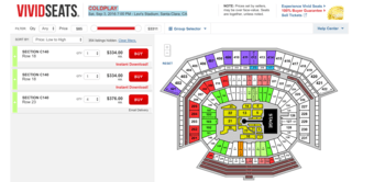 COLDPLAY tickets (C140) Sep 3, 2016 @Levi's Stadium - $320 1