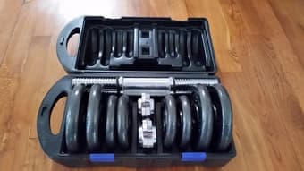 40lbs Dumbbell Set and Gold's Gym Aerobic Stepper $30 each 2