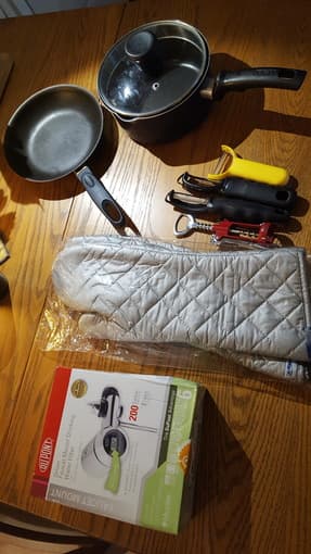 1 pan + 1 pot - $8. Other kitchen items 3