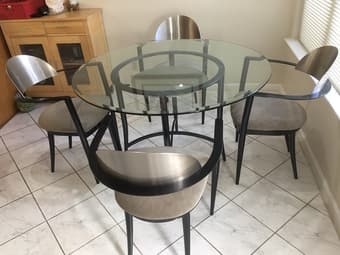 48” Glass Top Dining Table with 4 Chairs, $220 1