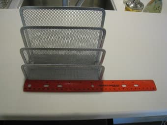 Letter holder / organizer, silver wire mesh, 7" wide x 5" tall 1