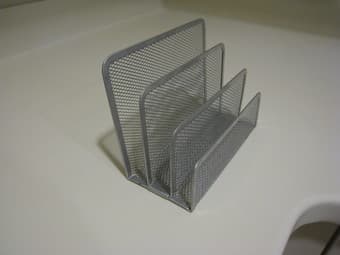 Letter holder / organizer, silver wire mesh, 7" wide x 5" tall 2