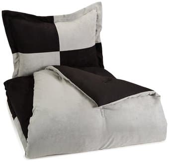 2-Piece Two-Tone Microsuede Comforter Set - Twin, Black 1