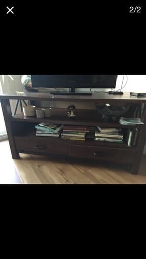 Oak Wood TV Table with Drawer - $200 2