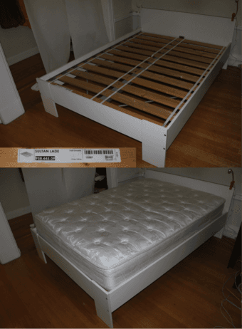 TWIN bed frame, mattress, nightstand, shoe rack, dining table 3