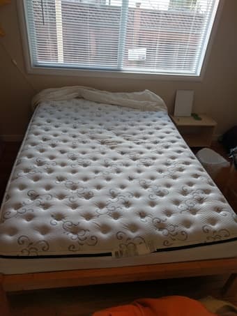 Full Size Mattress + wooden frame ($100) 1