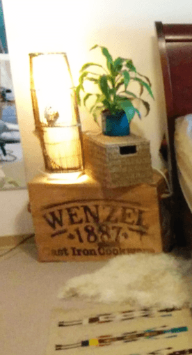 artistic wooden storage box and cambodian fish-trap lamp 1