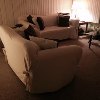 Sofas, white, 2&3 seats, $90both 1