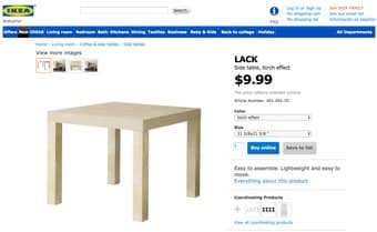 Ikea LACK side table, birch effect 1