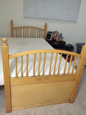 Twin Size bed frame $30 + tea table $10 1
