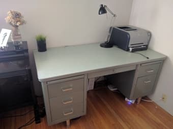 Steel Case Tanker Desk 1