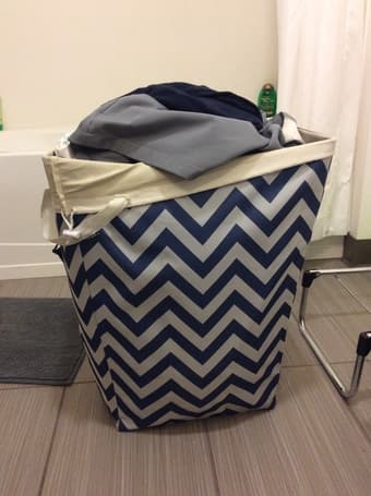 Cloth Rectangle Hamper, Style Dark Blue Chevron 2