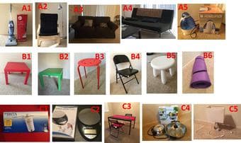 vacuum cleaner,poang chair,sofa(bed),humidifier,tables,kitchen items 1
