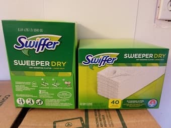 Mop, Paper Towels, and Dry Swiffer 3