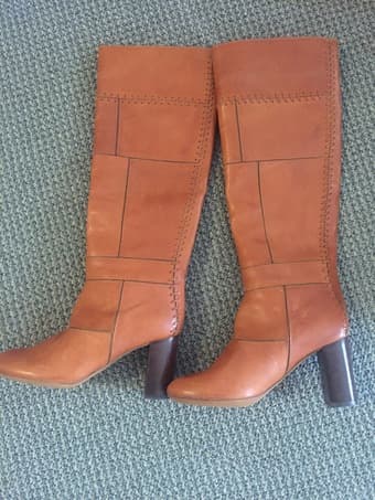 Chloe Patchknit Leather Knee High Boots 7.5 2