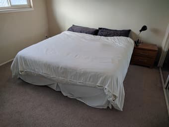 Matress, boxsprings and night stand 1