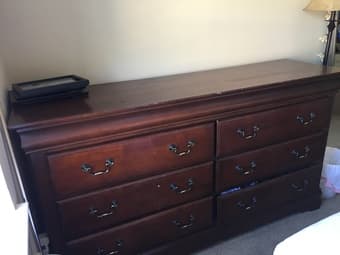 Furniture Sale! Dining table, desk, dressers, bookcase, and mirror 1