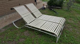 Moving sale, garden chaise lounge, cupboard, child bed, chair 1