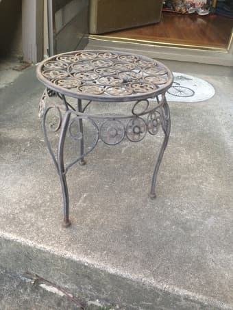 Wrought Iron Outdoor Side Table / Plant Pot Base 2