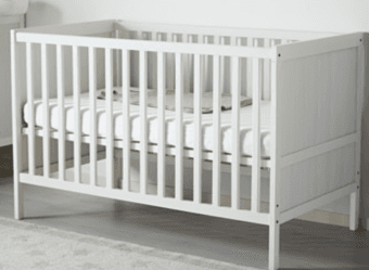 White Baby Crib with Mattress and mattress cover 1