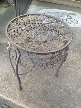 Wrought Iron Outdoor Side Table / Plant Pot Base 1