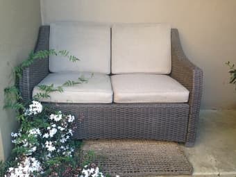 All-weather Outdoor Wicker Patio Loveseat - Like new! 1