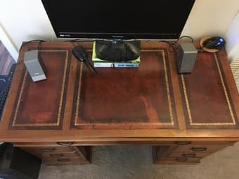Leather top sturdy wood desk 1