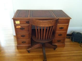 Leather top sturdy wood desk 3
