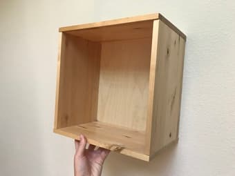 IKEA square wall mount storage shelves:  sandy brown 2