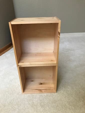 IKEA square wall mount storage shelves:  sandy brown 3