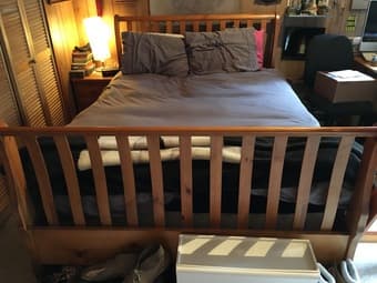 Light Oak QUEEN Sleigh bed frame, headboard and footboard 2