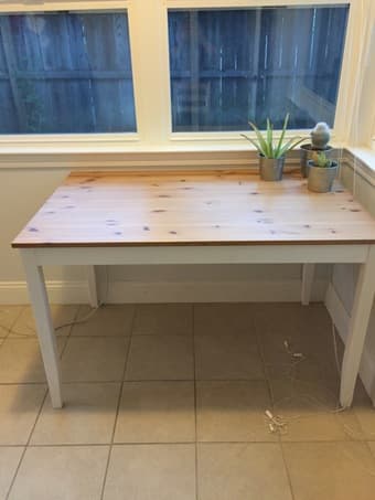 IKEA Lehrman Table (46x29) pine top and white legs ($40 OBO) 1