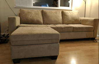 Beige microfiber chaise sofa 1