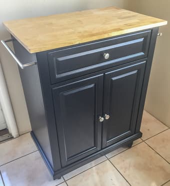 Black kitchen cart with natural wood top 1