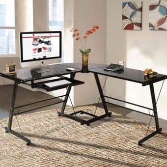 Tempered glass computer desk + office chair 1