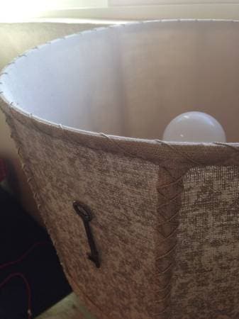 Anthropologie Clear Glass Table Lamp and Linen Lamp Shade 2