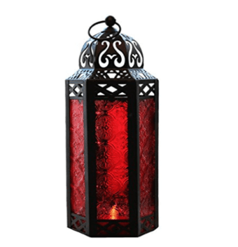 NEW Mid-Size Table/Hanging Red Hexagon Moroccan Candle Lantern Holder 1
