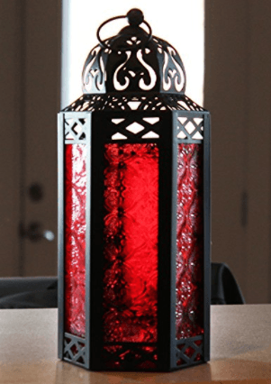 NEW Mid-Size Table/Hanging Red Hexagon Moroccan Candle Lantern Holder 2