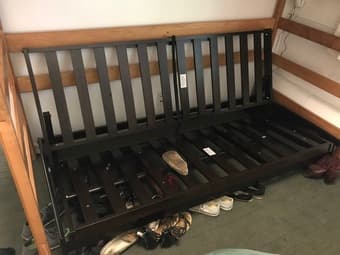 FUTON FULL DOUBLE BED Dark Cherry Finish with Mattress 3