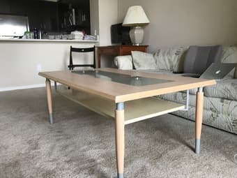Beautiful coffee table  (light finish) with glass insert 1