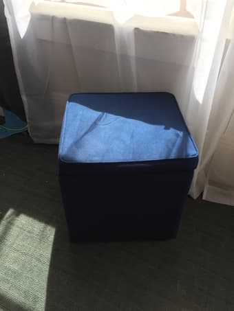 2 ottomans with storage; white coffee table 2